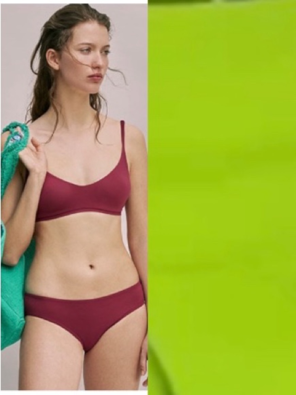 NWT Maison Lejaby $300 Sculpt Lime green Bikini Set in size XS